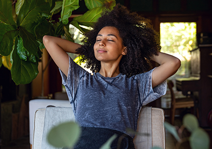 Young woman relaxing at home